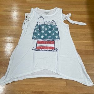 PEANUTS Girls’ Tank Top - American Flag, 4th of July, Memorial Day